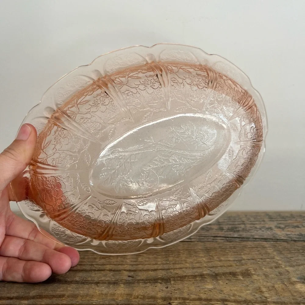 Pink Depression Glass Serving Bowl
